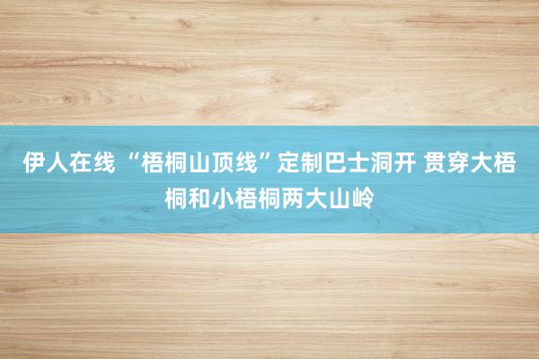 伊人在线 “梧桐山顶线”定制巴士洞开 贯穿大梧桐和小梧桐两大山岭
