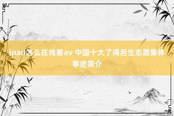 ipad怎么在线看av 中国十大了得后生志愿集体事迹简介