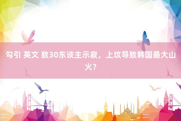 勾引 英文 致30东谈主示寂，上坟导致韩国最大山火？