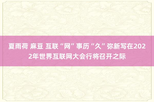 夏雨荷 麻豆 互联“网”事历“久”弥新写在2022年世界互联网大会行将召开之际