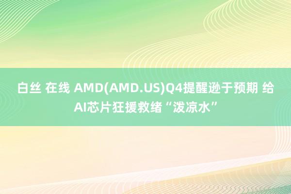 白丝 在线 AMD(AMD.US)Q4提醒逊于预期 给AI芯片狂援救绪“泼凉水”