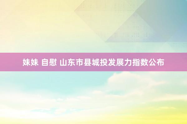 妹妹 自慰 山东市县城投发展力指数公布